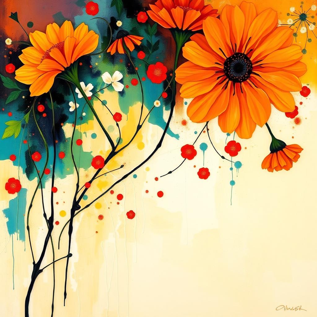 Floral acrylic painting